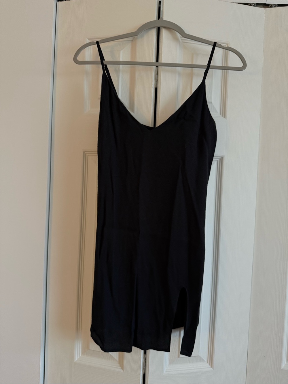 Reformation Black Mini Dress W/Slit - Picture 2 of 6